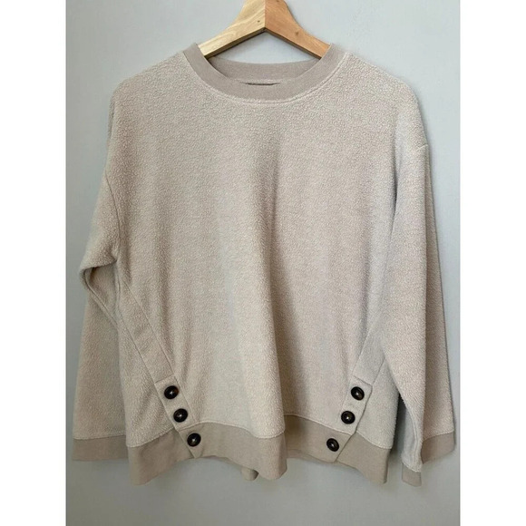 Madewell Women's (Re)sourced Brushed Side-Button Relaxed Sweatshirt in Cream XXS - Picture 5 of 16